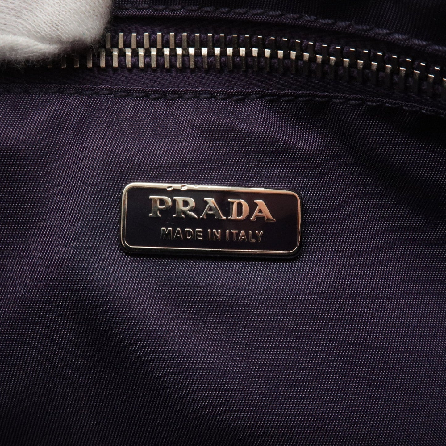 Prada Logo Nylon Hand Bag Purse Cosmetic Pouch Purple MV633