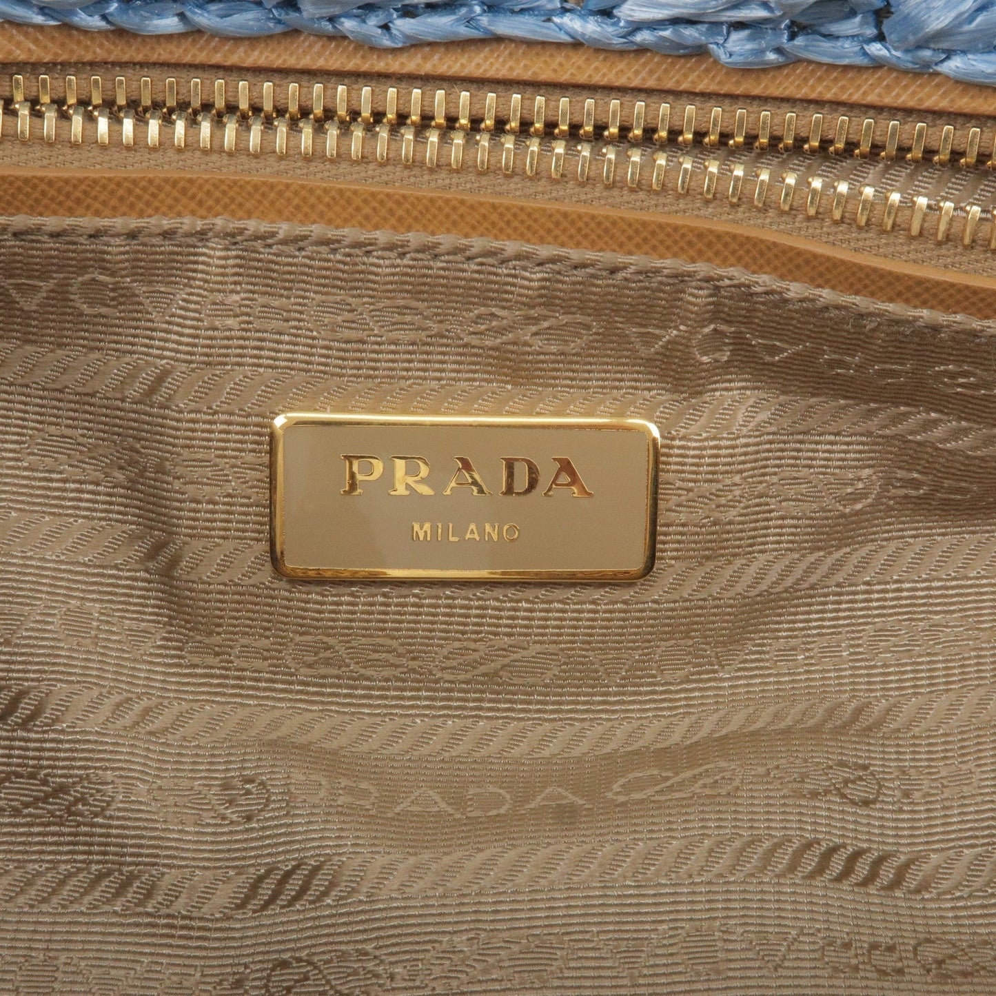 Prada Raffia Crochet Canapa Tote Bag Blue Beige BN2303