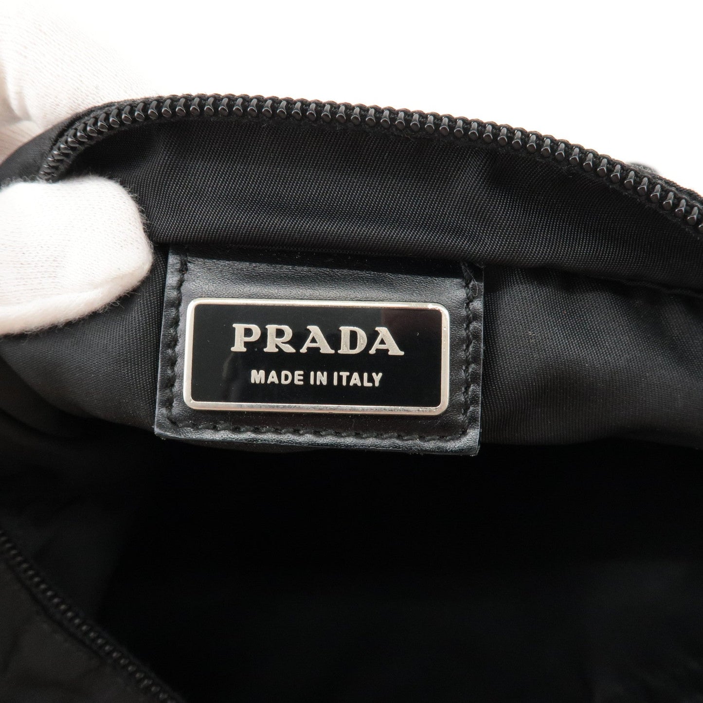 Prada Logo Nylon Leather Shoulder Bag Crossbody Bag Black BT175Z