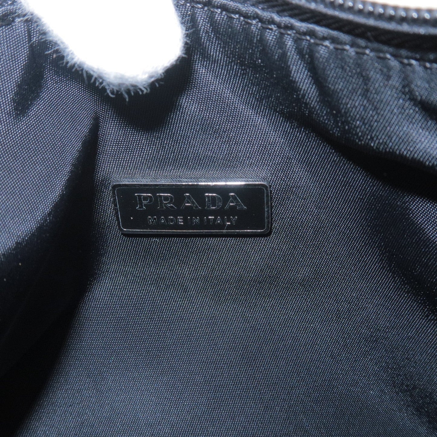 Prada Logo Nylon Hand Bag Pouch Purse NERO Black MV519