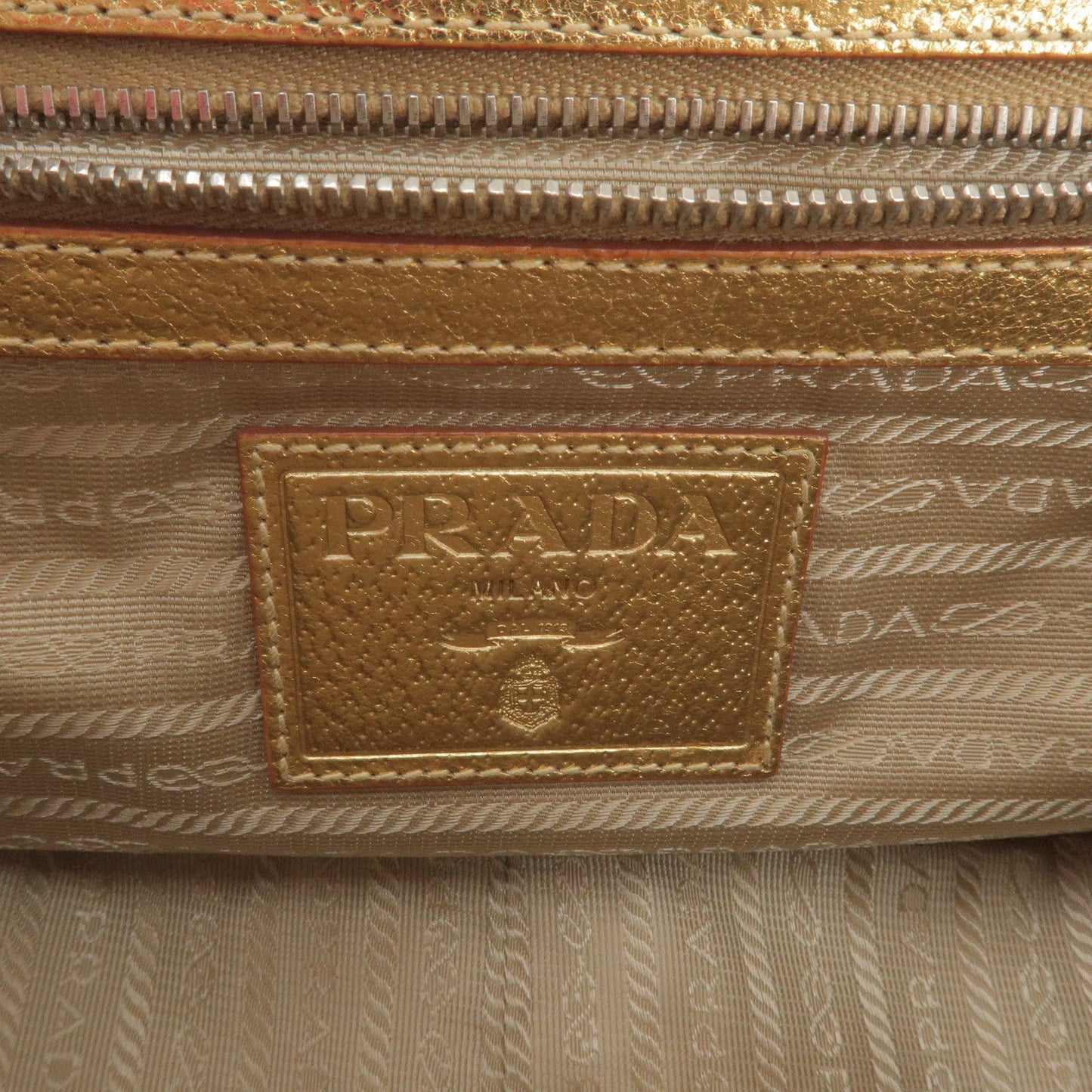 Prada Paglia Straw Leather Shoulder Bag Metalic Gold BR3509