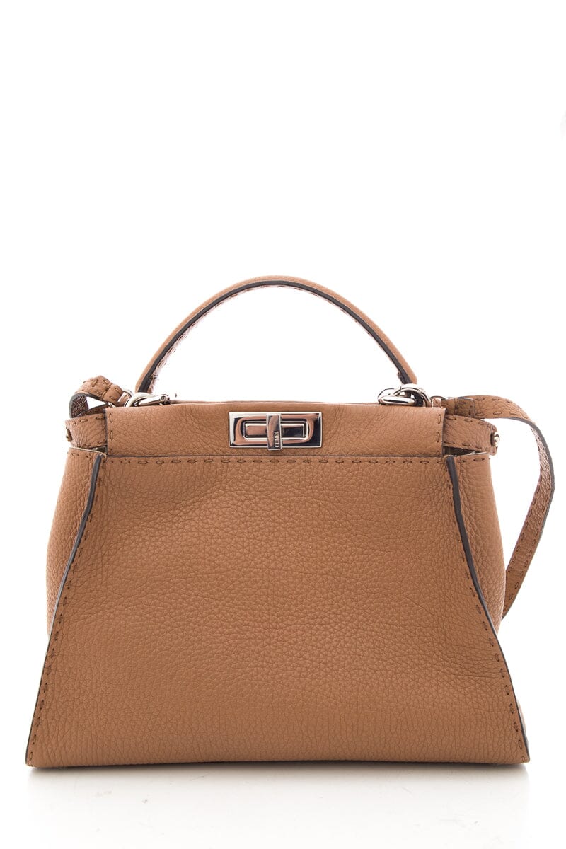 Fendi Brown Leather Medium Peak-A-Boo Handbag