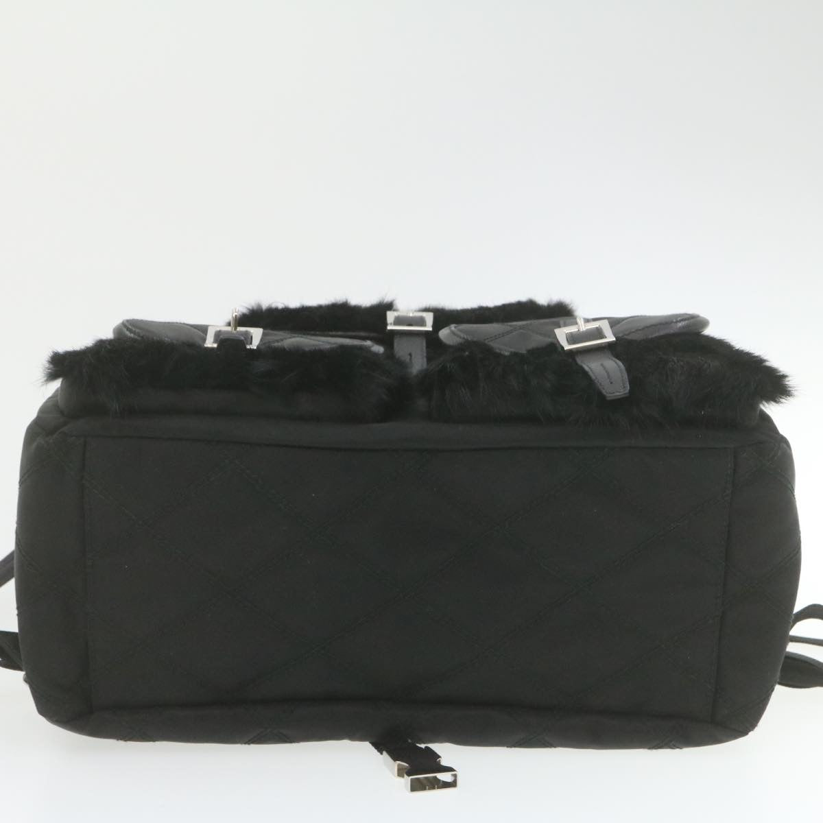 PRADA Nylon Fur Backpack Black 2VZ015  21454A