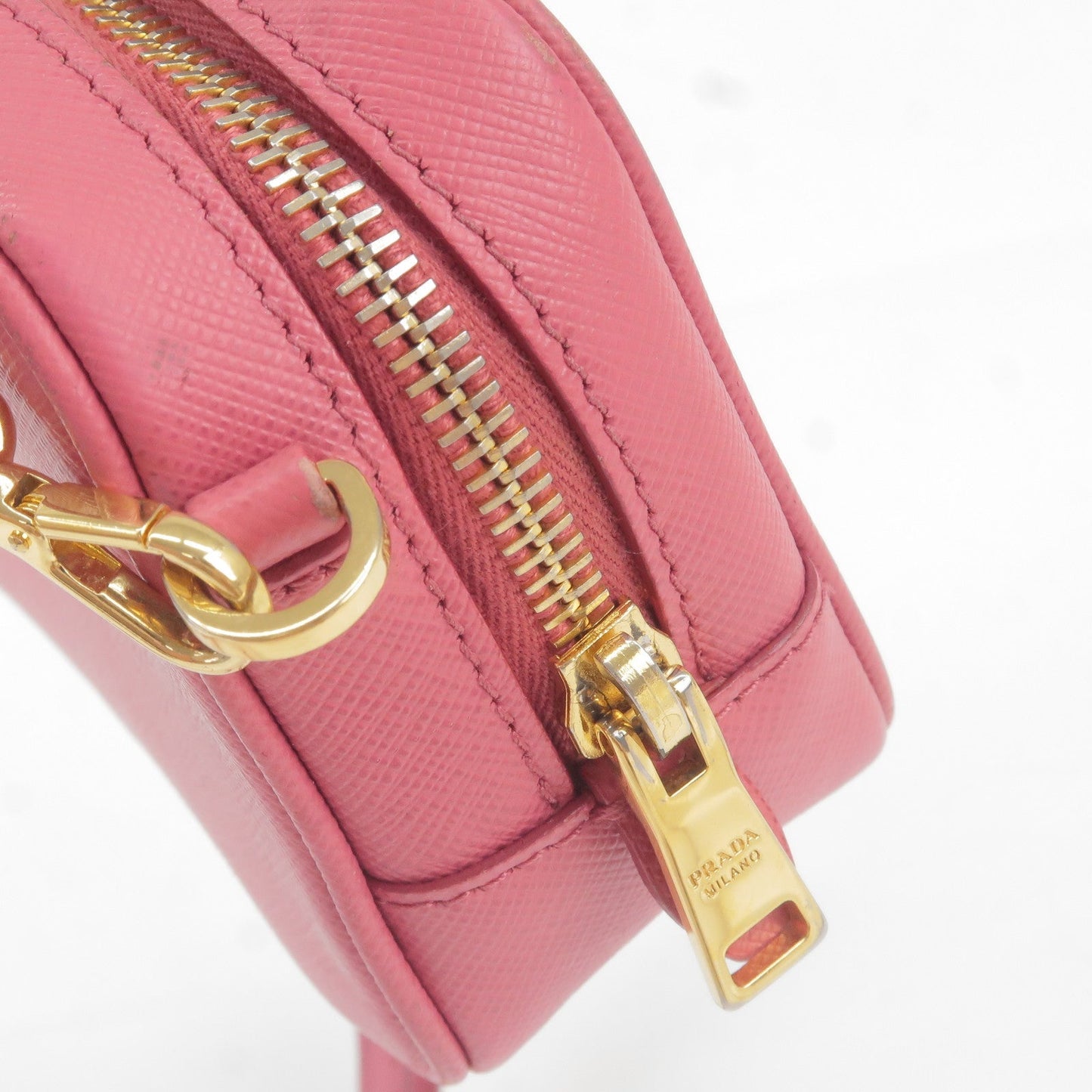 Prada Bow Ribbon Leather Shoulder Bag Purse Pink