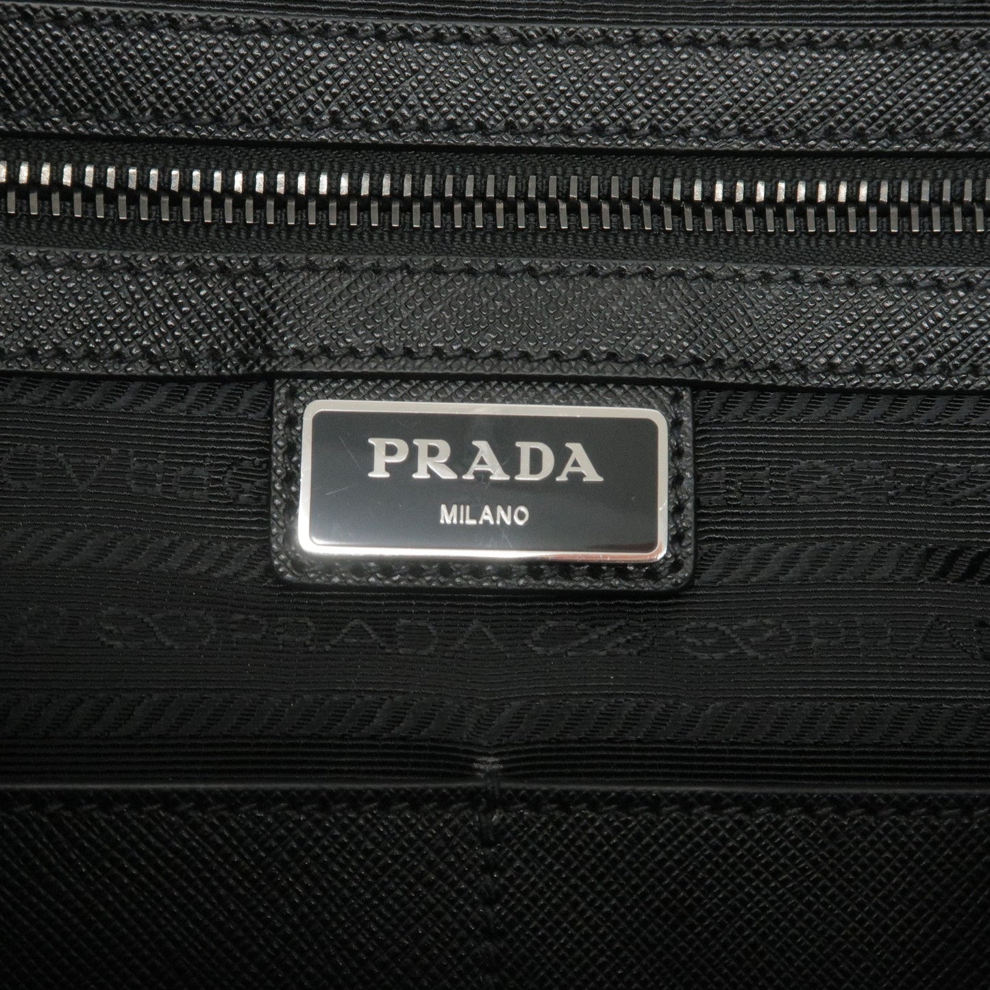 Prada Logo Nylon Leather Tote Bag NERO Black 2VG034