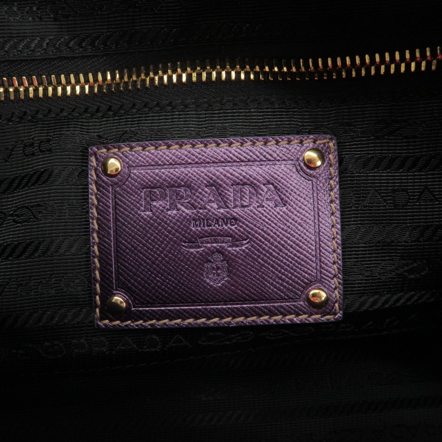 Prada Nylon Leather Boston Bag Shoulder Bag Purple BL0567