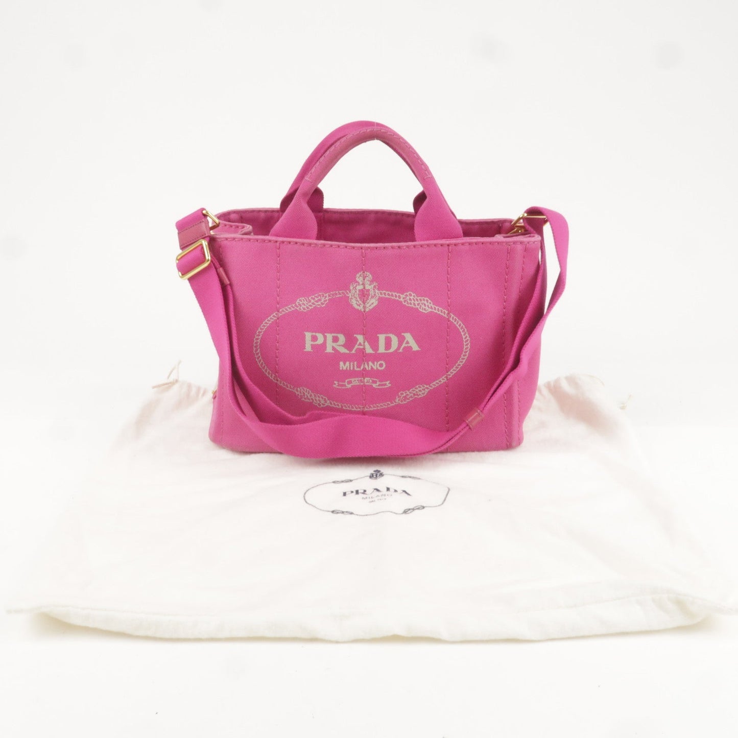 Prada Canapa Mini Canvas 2Way Bag Shoulder Bag Pink B2439G