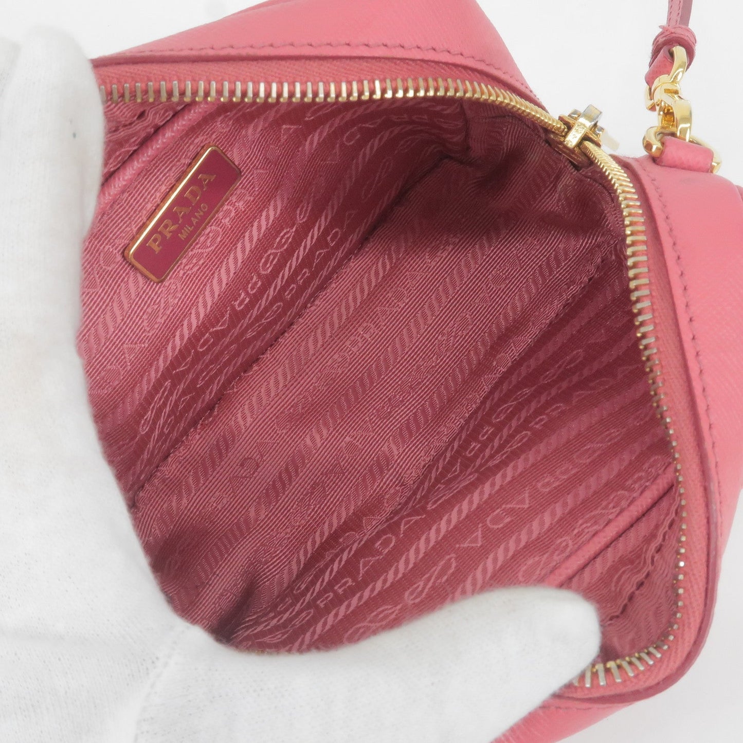 Prada Bow Ribbon Leather Shoulder Bag Purse Pink