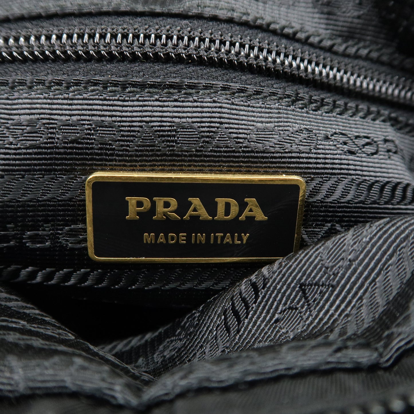 Prada Logo Nylon Leather 2Way Bag Tote Bag Hand Bag Black