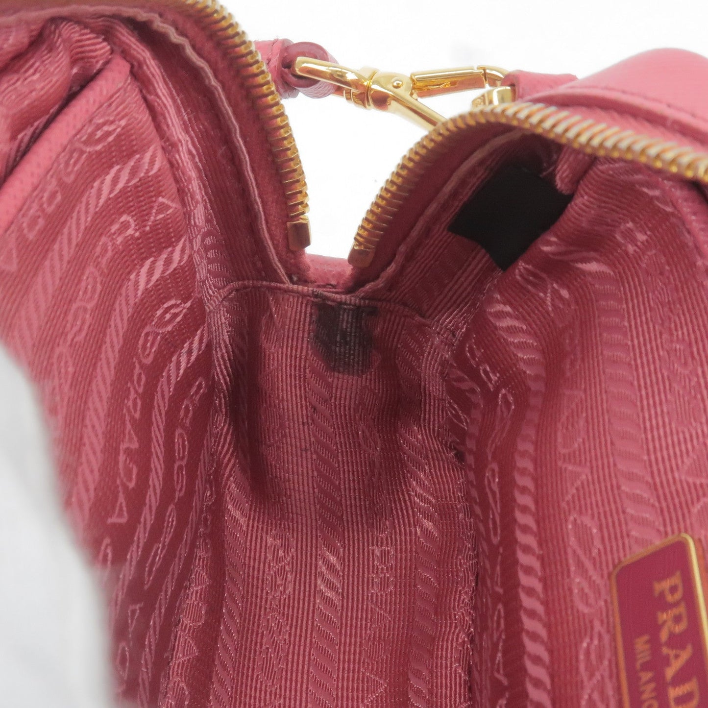 Prada Bow Ribbon Leather Shoulder Bag Purse Pink