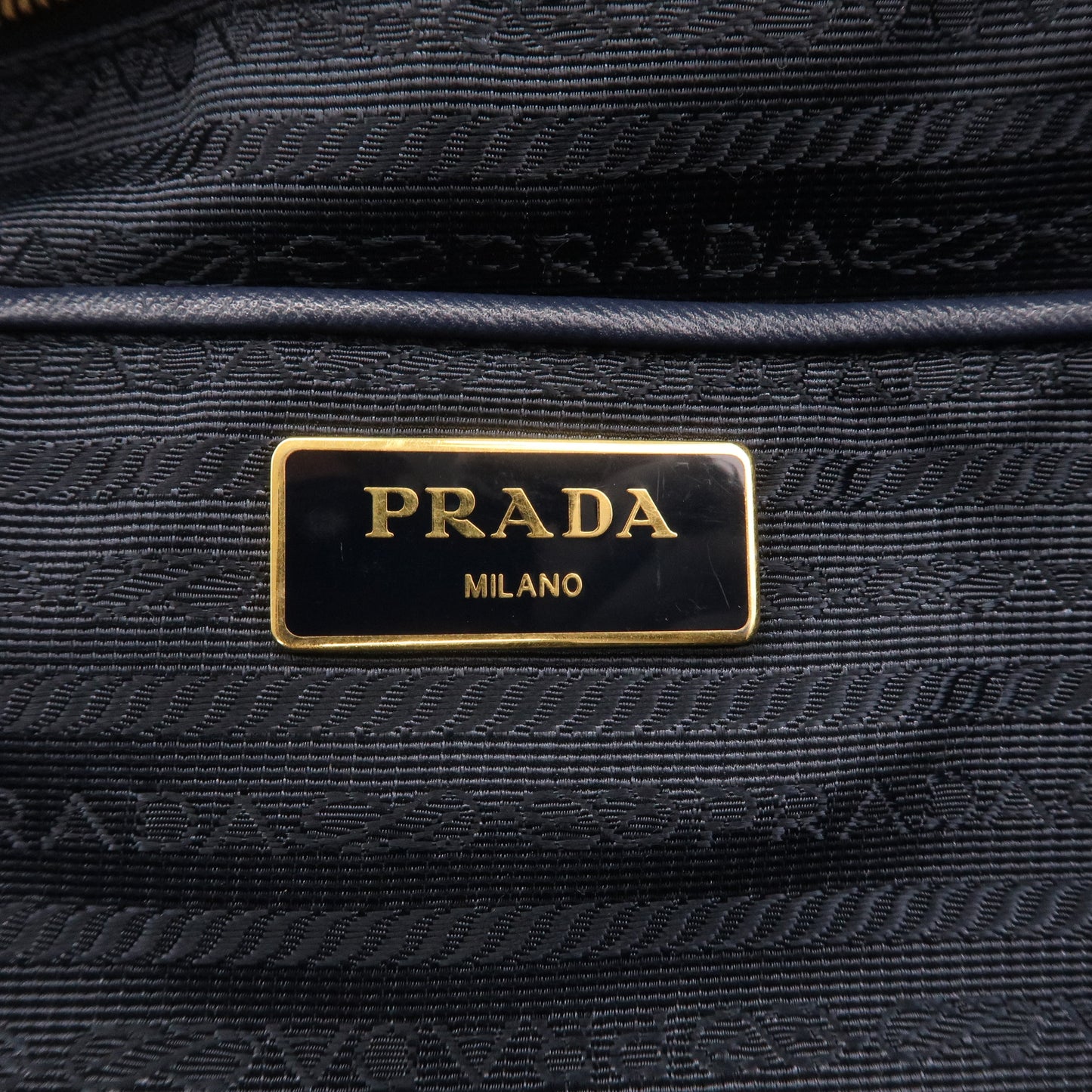 Prada Nylon Leather Tote Bag Shoulder Bag Navy 1BG401