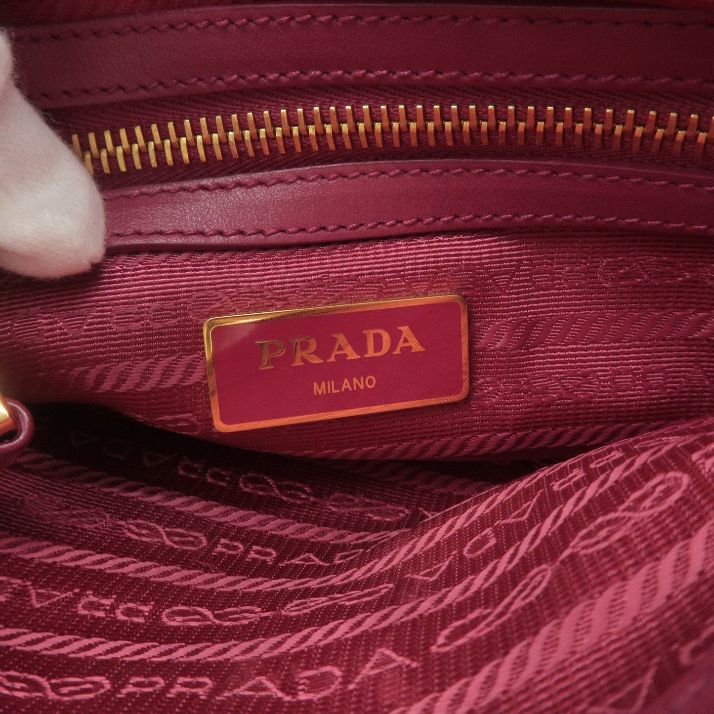 Prada Logo Nylon Leather Shoulder Bag Pink 1BH046