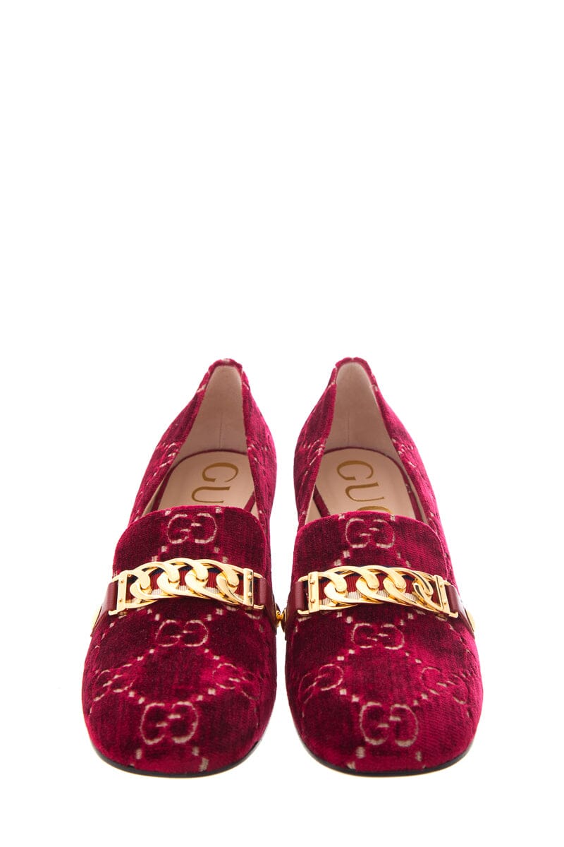 Gucci Red Velvet GG Heel Mules SZ 40