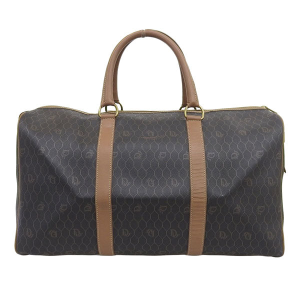 DIOR Logo Pattern Boston Bag Dark Brown