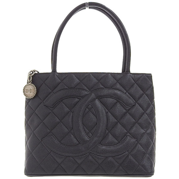 CHANEL Around 2000 Made Caviar Skin Cc Mark Stitch Revival Tote Bag Black