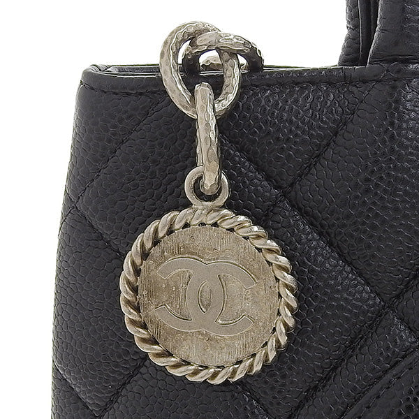 CHANEL Around 2000 Made Caviar Skin Cc Mark Stitch Revival Tote Bag Black