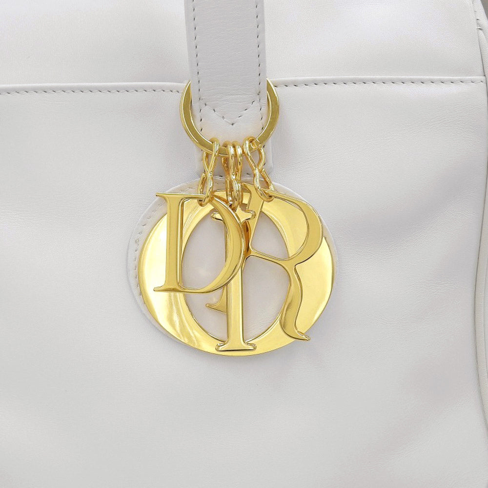 DIOR Logo Plate Tote Bag White