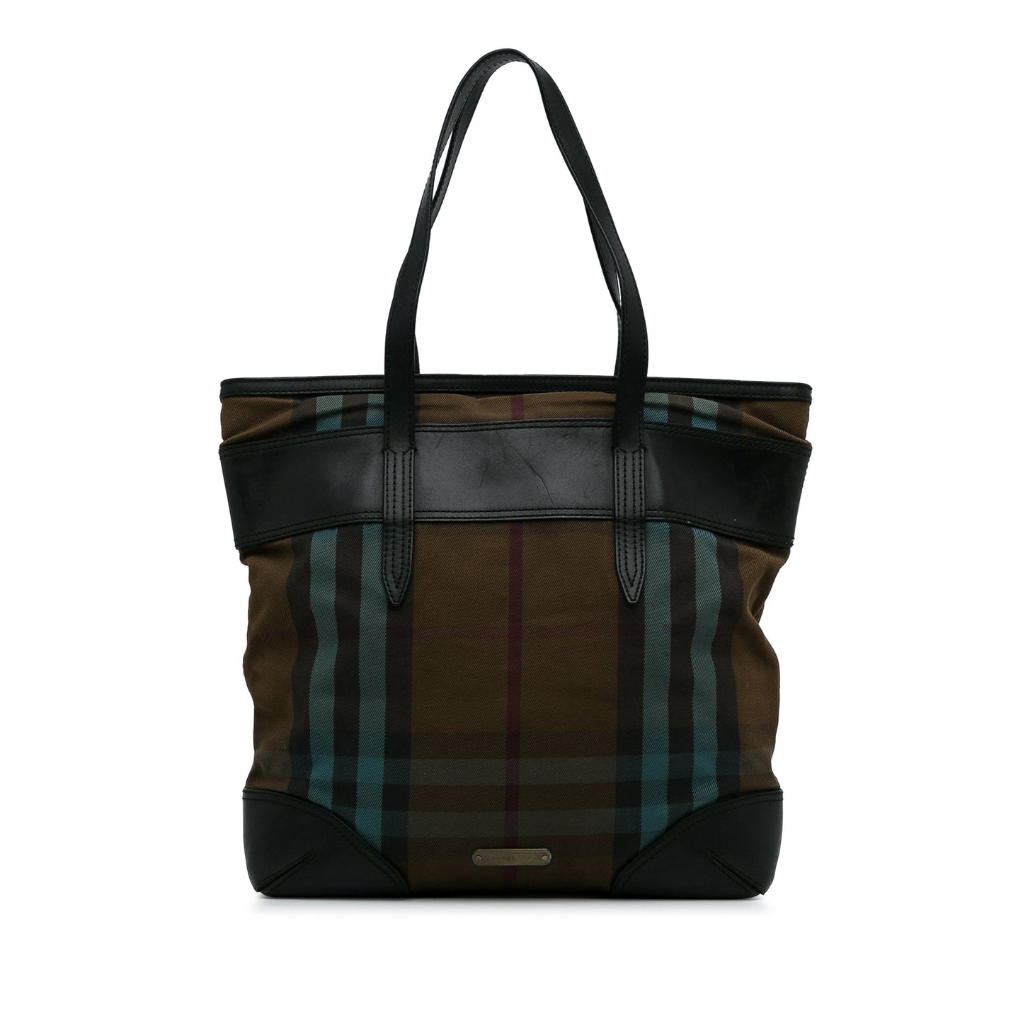 Brown Burberry Plaid Canvas Tote Bag