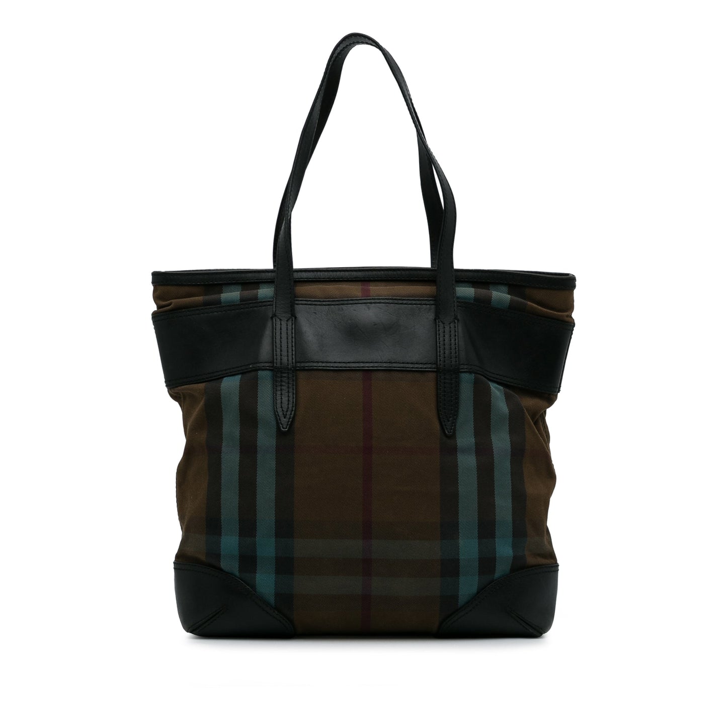 Brown Burberry Plaid Canvas Tote Bag