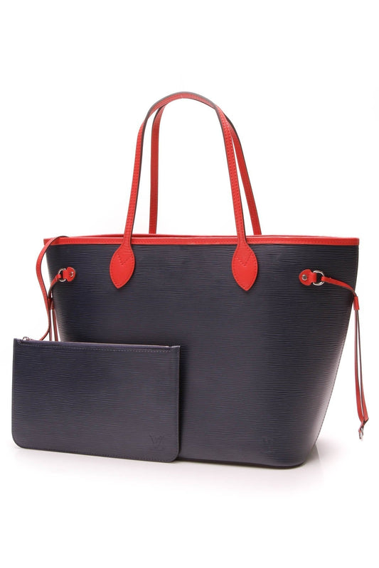 Louis Vuitton Epi Neverfull MM Tote Bag - Indigo Coquelicot