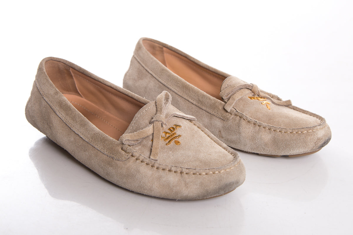 Prada Taupe Suede Loafers SZ 36.5