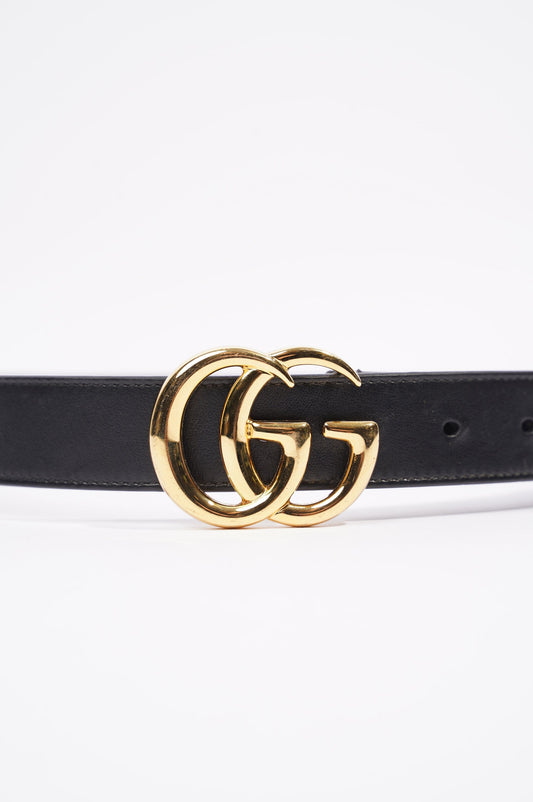 Gucci Womens Marmont Skinny Belt Black / Gold 85-34