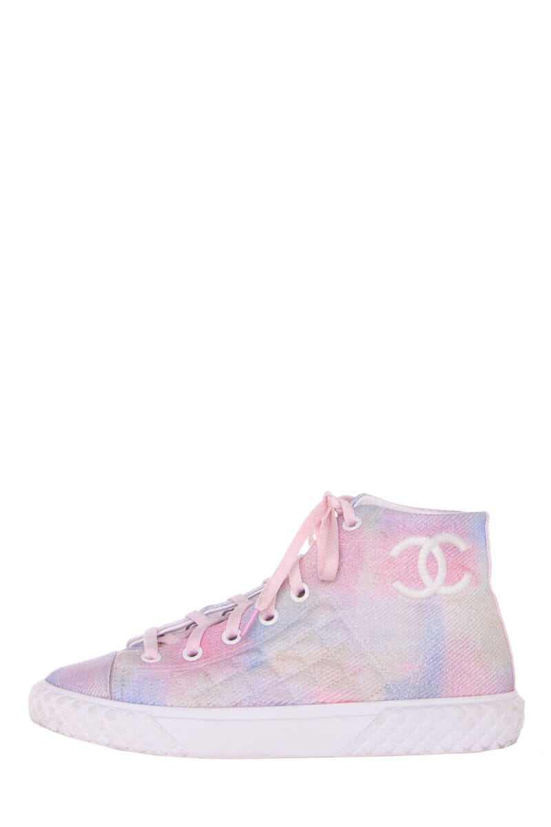 Chanel Multicolor Canvas Tie Dye High Top Sneakers SZ 39.5