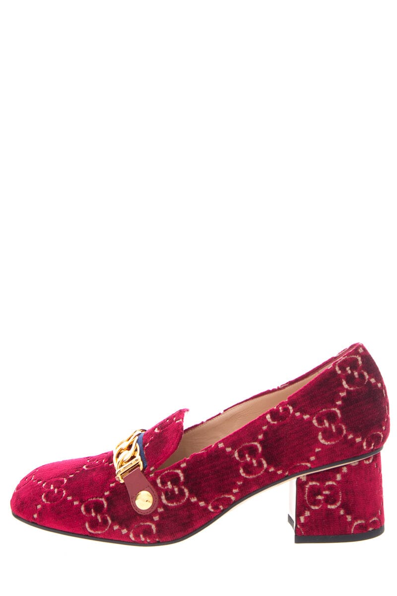 Gucci Red Velvet GG Heel Mules SZ 40