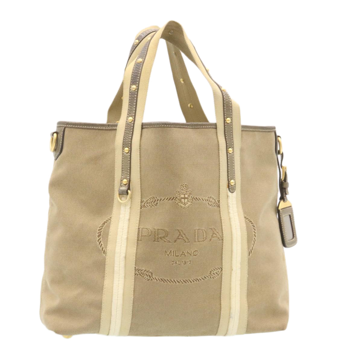 PRADA Shoulder Bag Canvas Khaki  28739