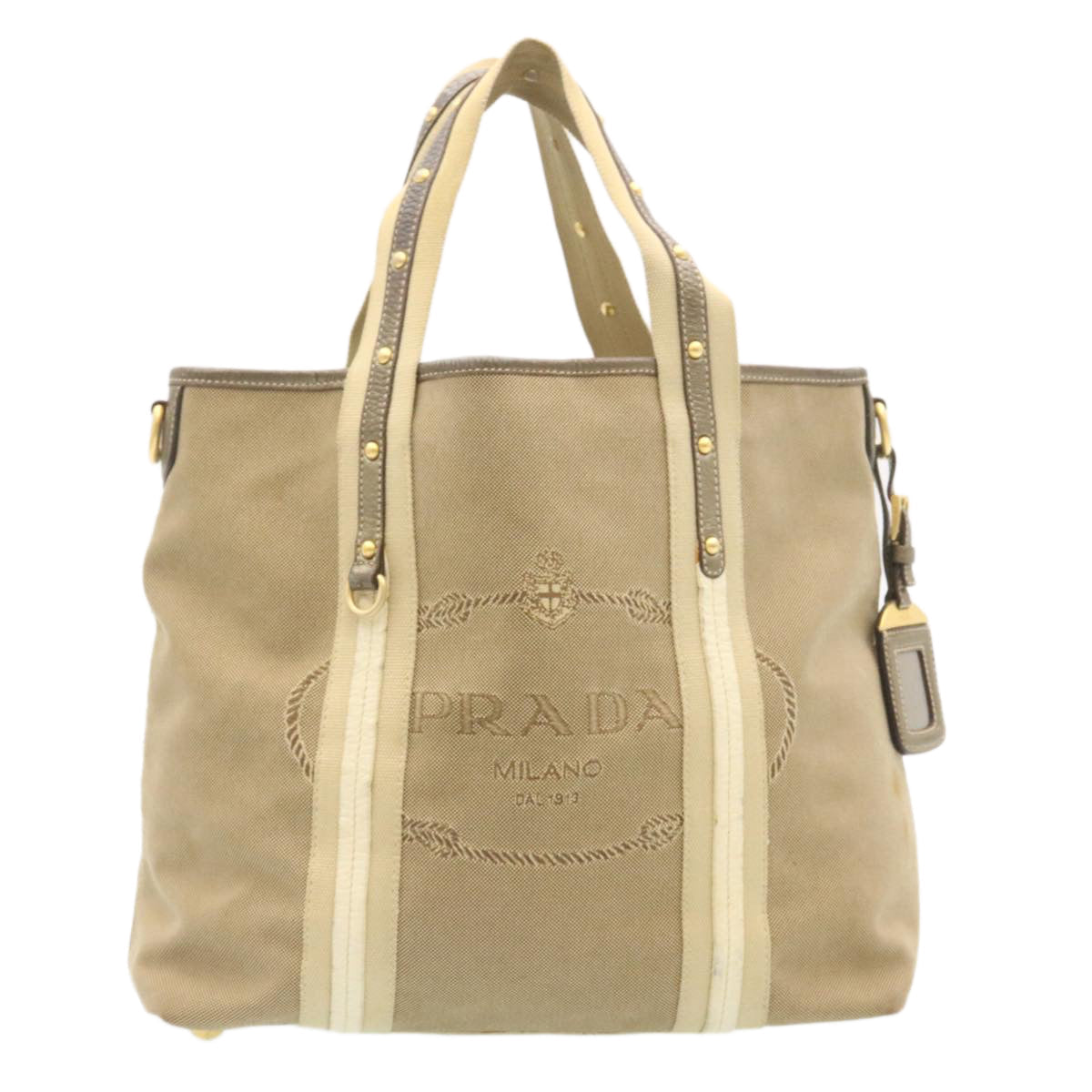 PRADA Shoulder Bag Canvas Khaki  28739