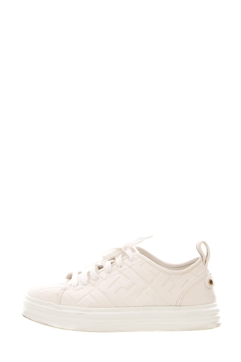 Fendi White Zucca Platform Sneakers SZ 41