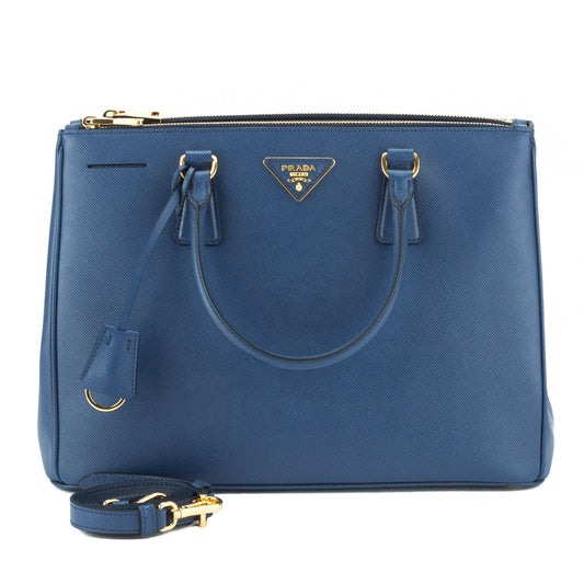 Prada Blue Borsa Saffiano Lux Double-Zip Tote (New with Tags)