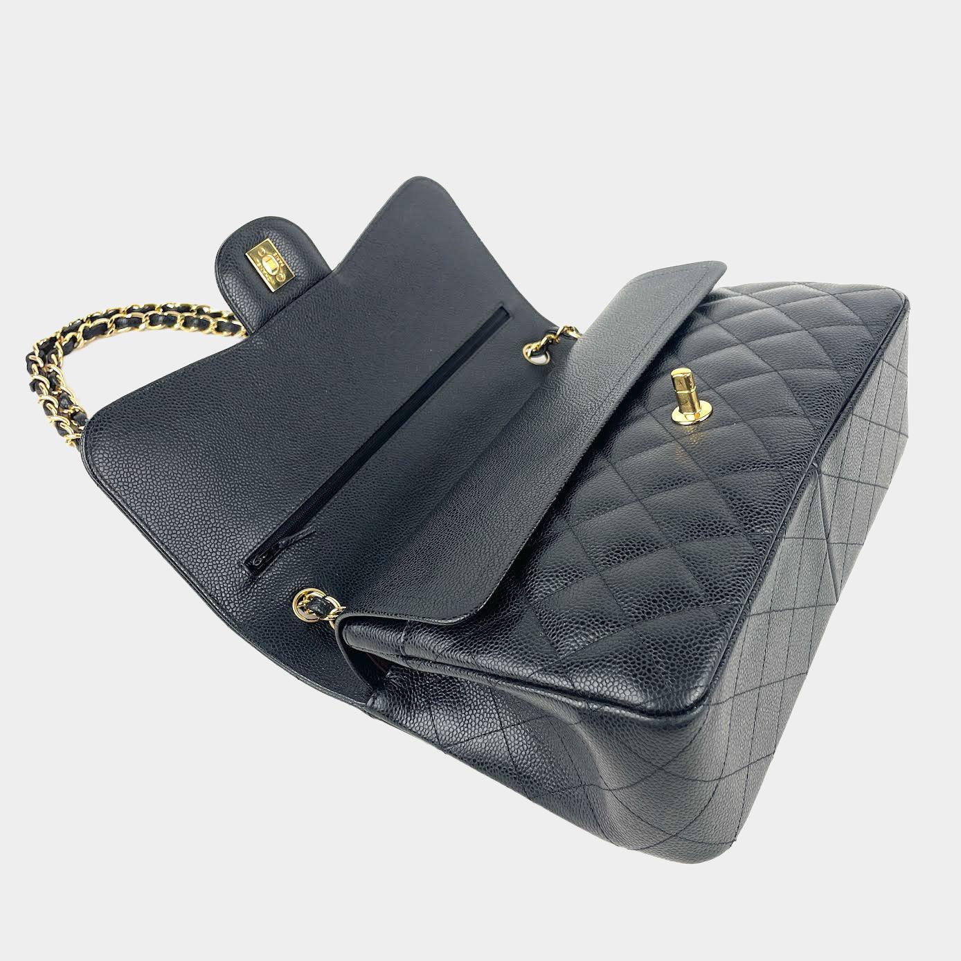 CHANEL Caviar Quilted Jumbo Double Flap Black w/Gold