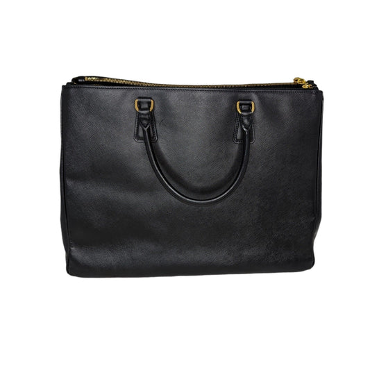 Prada Black Saffiano Lux Double Zip Galleria Tote