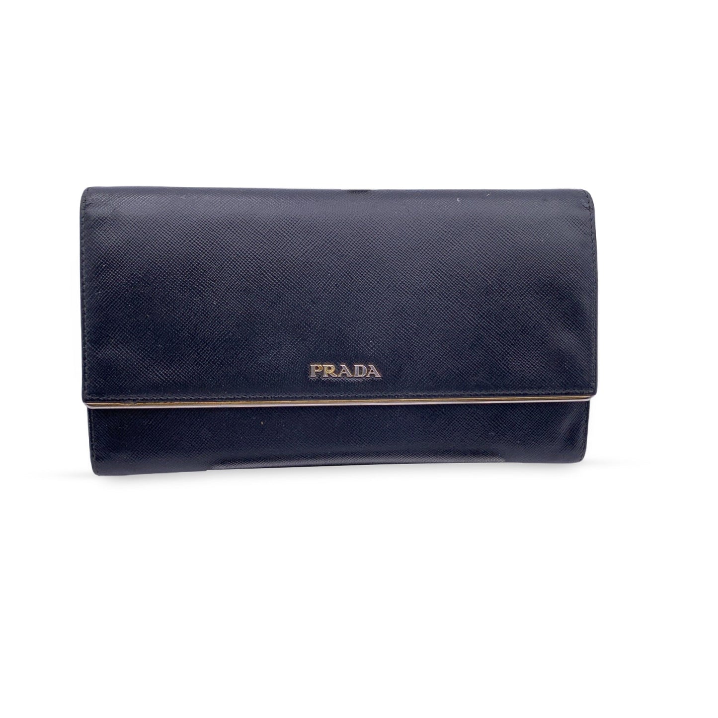 PRADA Black Saffiano Leather Large Contnental Wallet 1Mh311