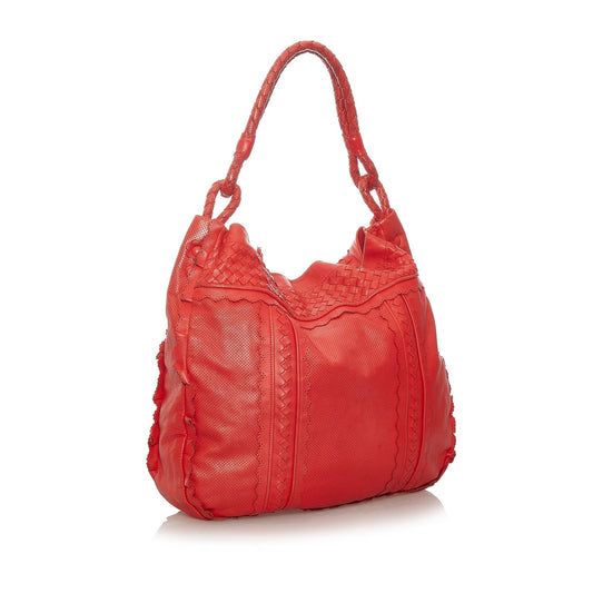 Red Bottega Veneta Intrecciato Leather Tote Bag