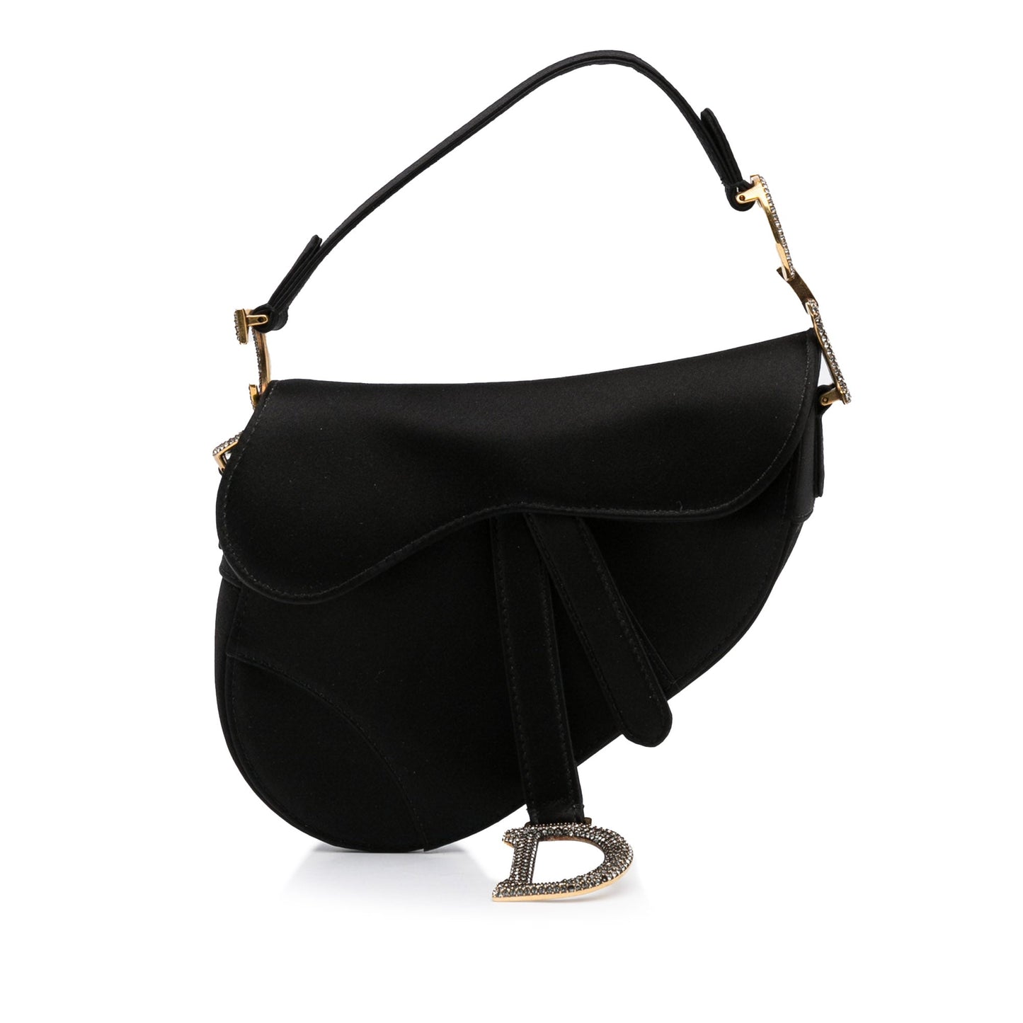 Dior Saddle Bag Mini Black Crystal Embellished Satin