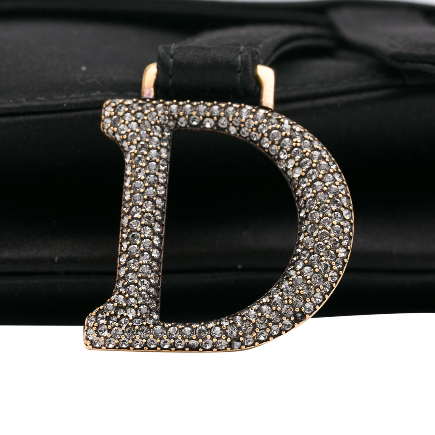 Dior Saddle Bag Mini Black Crystal Embellished Satin