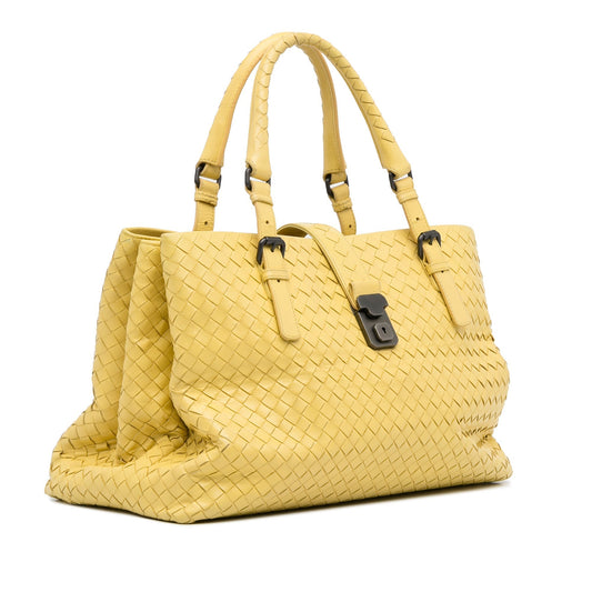 Yellow Bottega Veneta Medium Intrecciato Roma Tote Bag