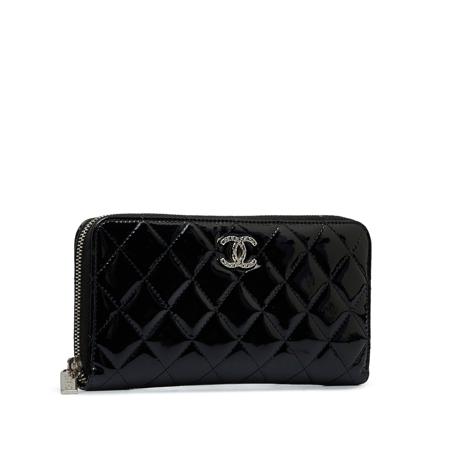 CHANEL Brilliant Patent Zip Around Wallet Long Wallets