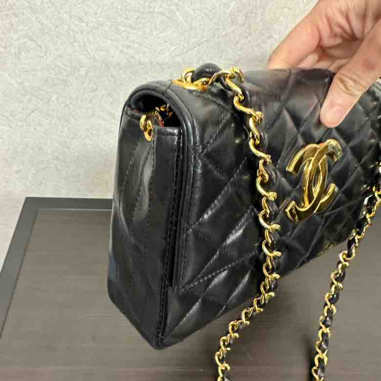 Chanel Single Flap Bag, Black Lambskin