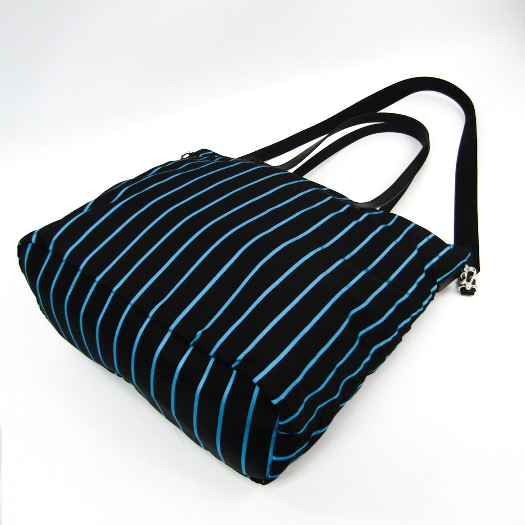 Prada Blue and Black Striped Tessuto Nylon Tote (SHA16639)