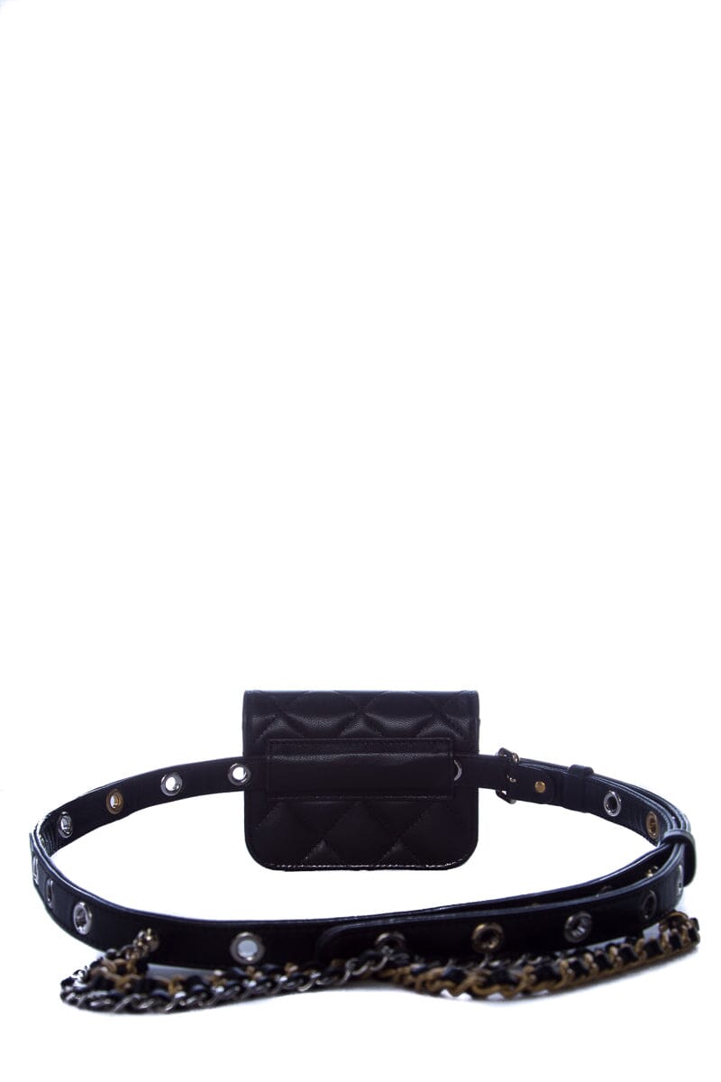 Chanel Black Mini Lambskin Flap Two Toned Hardware  Belt Bag