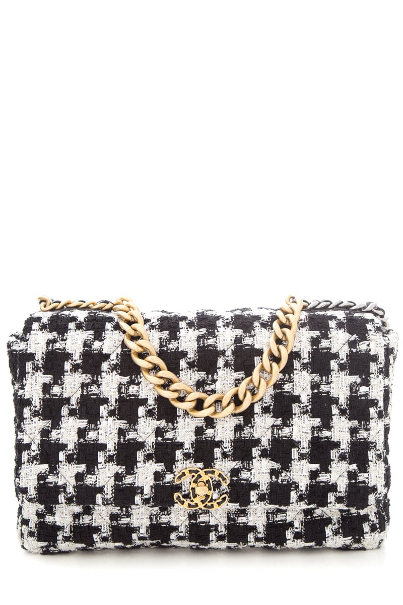 Chanel 2020 19 Black & White Tweed Maxi Handbag