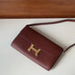 HM Constance Togo Long Wallet 21cm/8.3in Gold Toned Hardware For Women Red