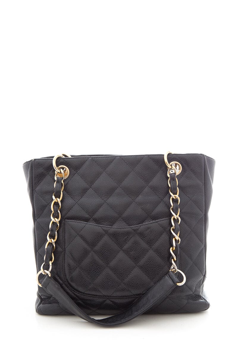 Chanel Vintage Black Caviar Petite Shopping Tote