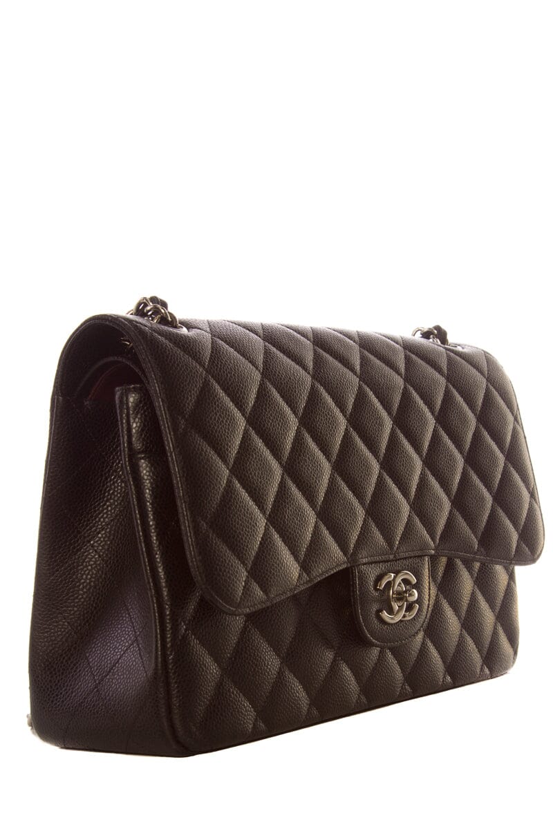 Chanel Black Jumbo Caviar Double Flap SHW  Handbag