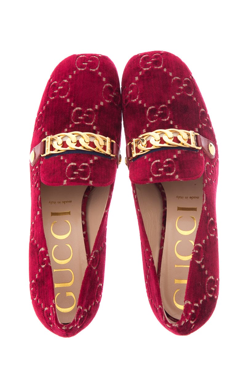 Gucci Red Velvet GG Heel Mules SZ 40