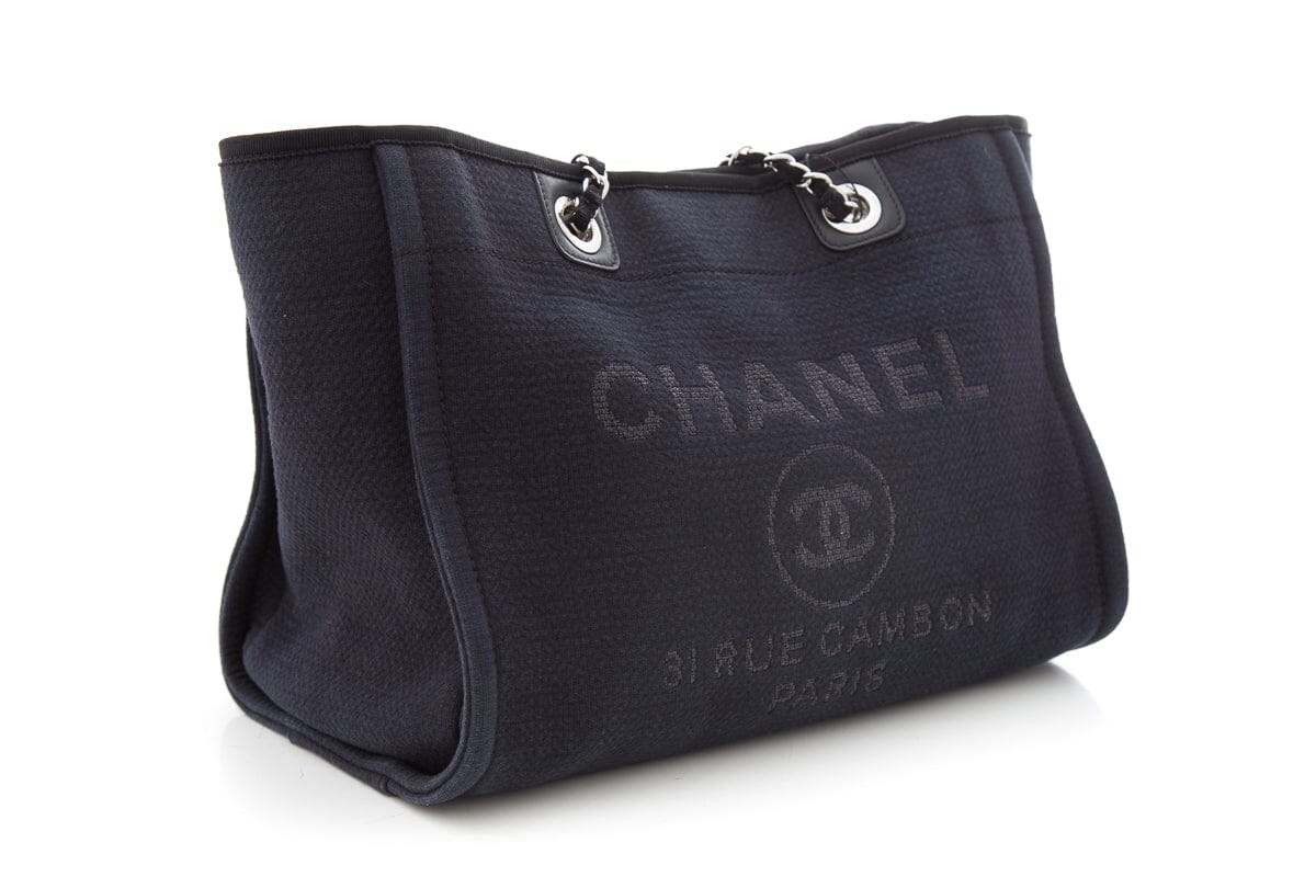 Chanel 2022 Navy Deauville Shopping Tote Handbag