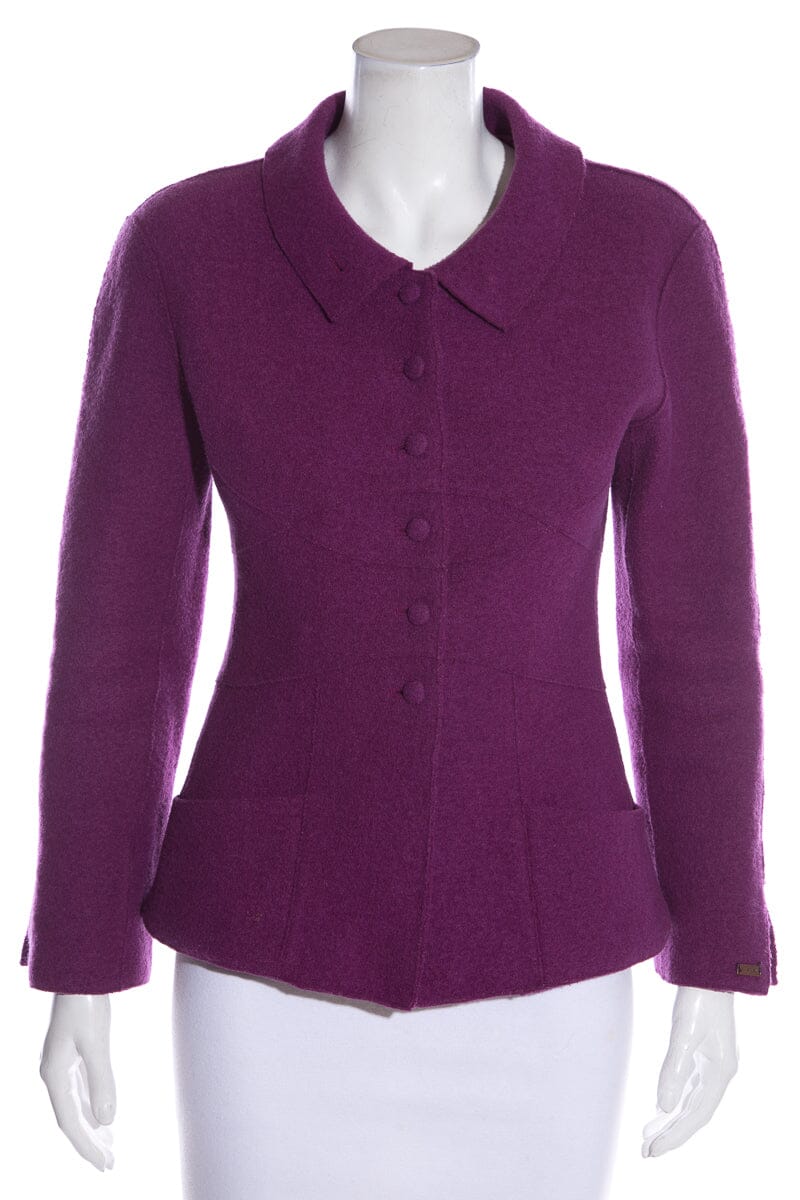 Chanel Purple 1999 A/W Boiled Wool Jacket SZ 36